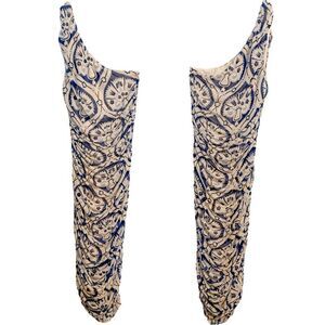 House of Harlow Ruched Midi Dress One Shoulder Blue